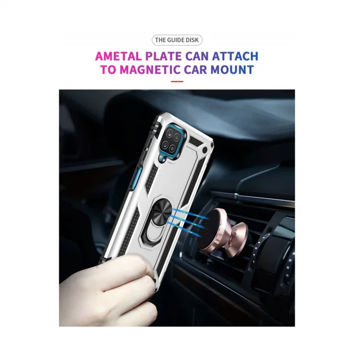 BUĞZ Samsung Galaxy A22 Kılıf Sofya Yüzüklü Silikon Kapak - Gümüş