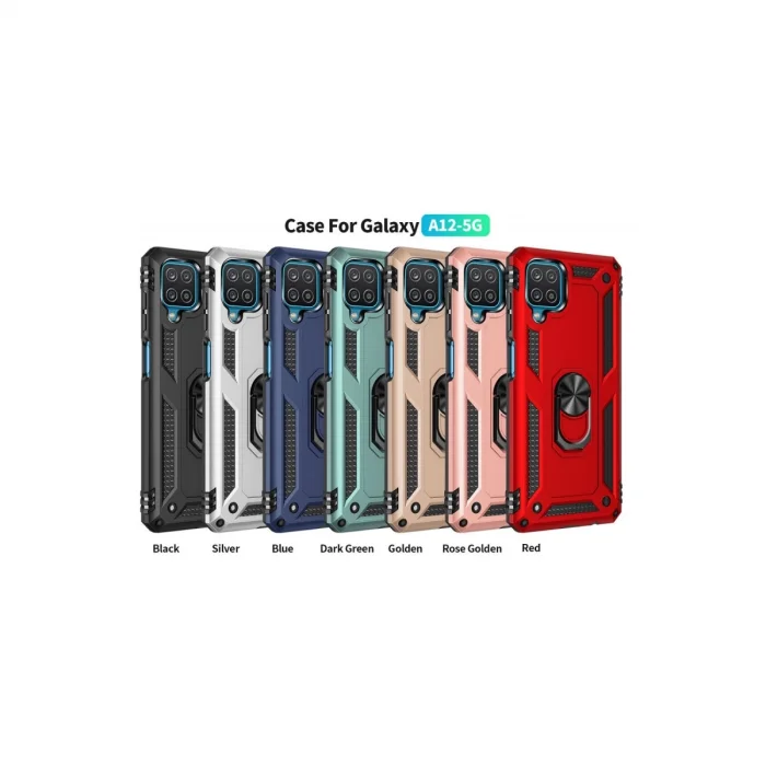 BUĞZ Samsung Galaxy A22 Kılıf Sofya Yüzüklü Silikon Kapak - Kırmızı