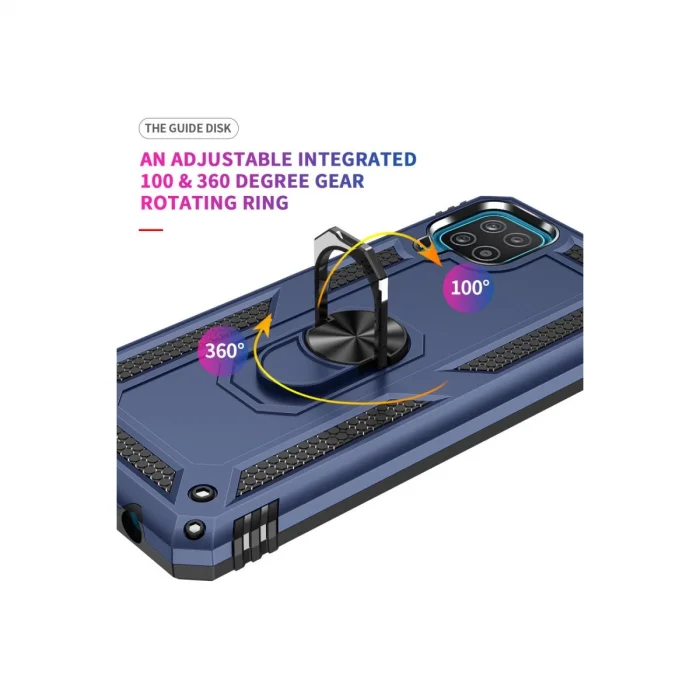 BUĞZ Samsung Galaxy A22 Kılıf Sofya Yüzüklü Silikon Kapak - Lacivert