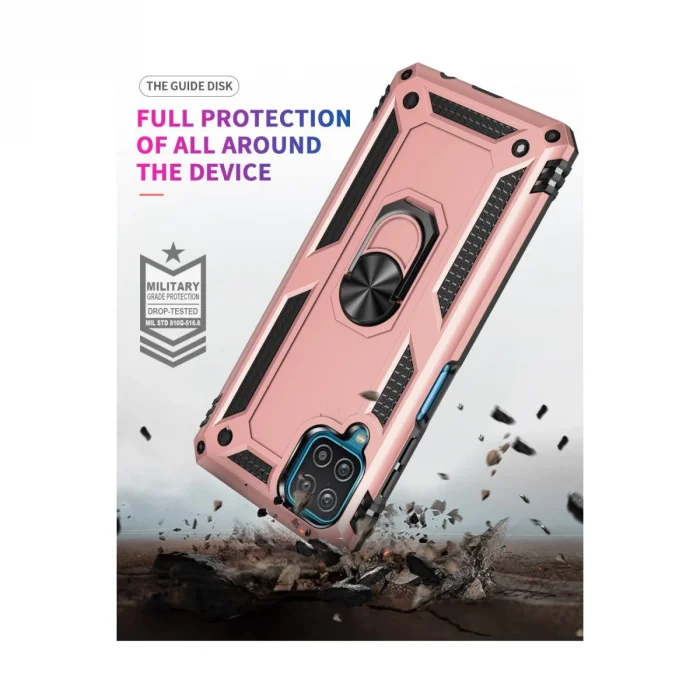 BUĞZ Samsung Galaxy A22 Kılıf Sofya Yüzüklü Silikon Kapak - Rose