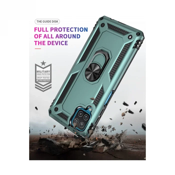 BUĞZ Samsung Galaxy A22 Kılıf Sofya Yüzüklü Silikon Kapak - Yeşil