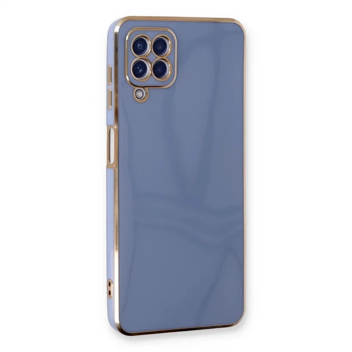 BUĞZ Samsung Galaxy A22 Kılıf Volet Silikon - Mavi