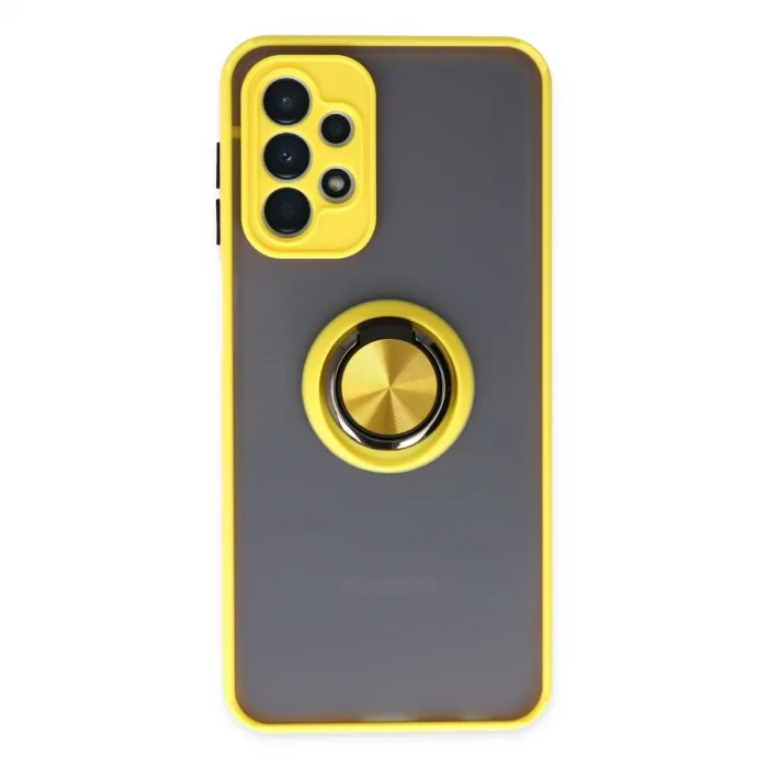 BUĞZ Samsung Galaxy A23 4g Kılıf Montreal Yüzüklü Silikon Kapak - Sarı