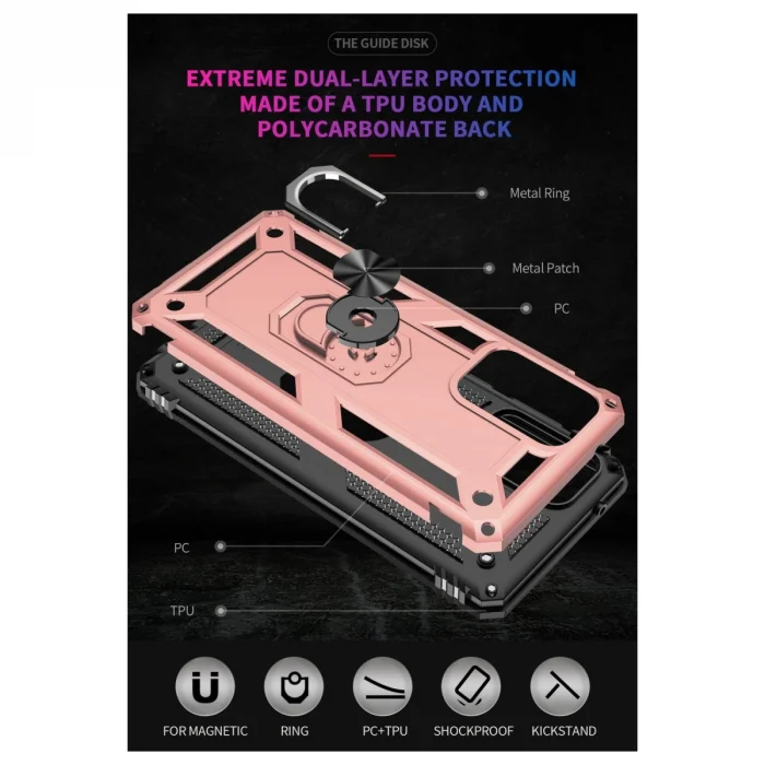 BUĞZ Samsung Galaxy A23 4g Kılıf Sofya Yüzüklü Silikon Kapak - Rose