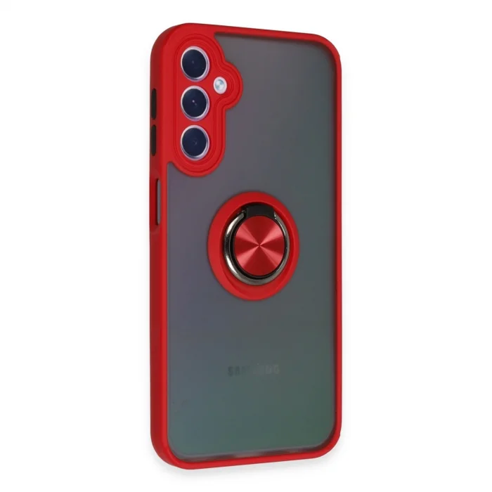 BUĞZ Samsung Galaxy A24 4g Kılıf Montreal Yüzüklü Silikon Kapak - Kırmızı