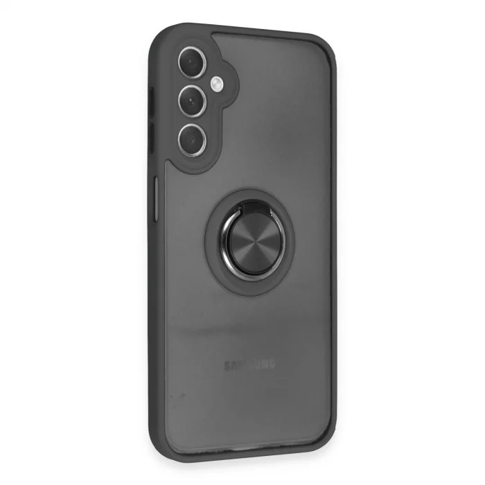 BUĞZ Samsung Galaxy A24 4g Kılıf Montreal Yüzüklü Silikon Kapak - Siyah