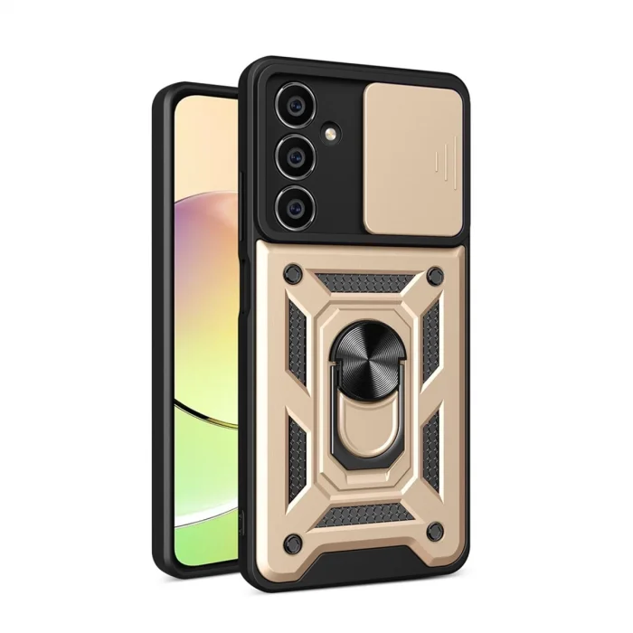 BUĞZ Samsung Galaxy A25 5g Kılıf Pars Lens Yüzüklü Silikon - Gold