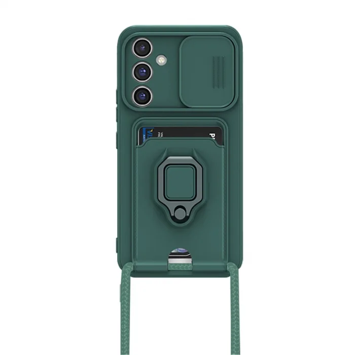 BUĞZ Samsung Galaxy A25 5g Kılıf Zuma Kartvizitli Yüzüklü Silikon - Yeşil