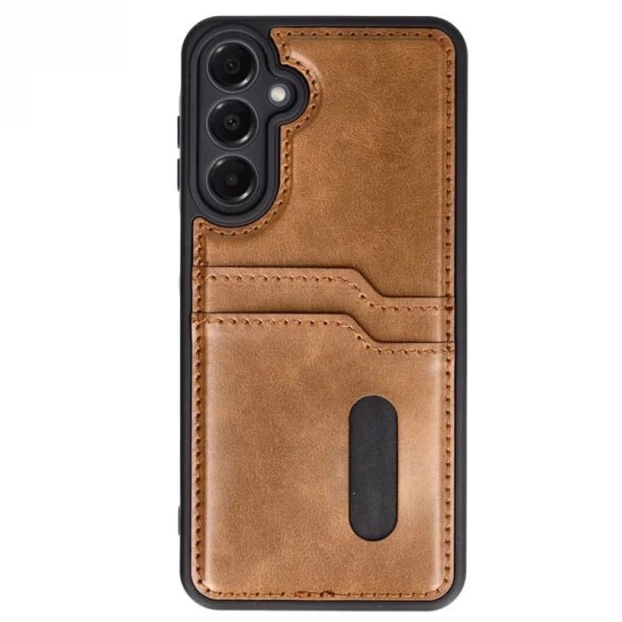 BUĞZ Samsung Galaxy A26 Kılıf Sara Kartvizitli Deri Kılıf - Taba