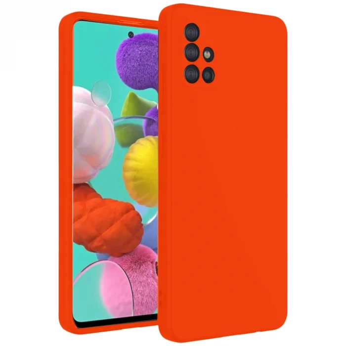 BUĞZ Samsung Galaxy A31 Kılıf Nano İçi Kadife Silikon - Turuncu