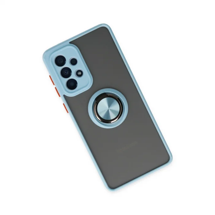 BUĞZ Samsung Galaxy A33 5g Kılıf Montreal Yüzüklü Silikon Kapak - Buz Mavi