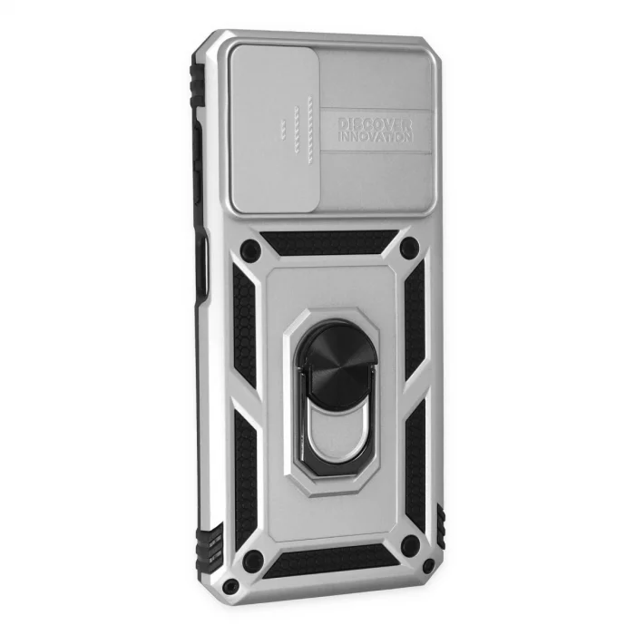 BUĞZ Samsung Galaxy A33 5g Kılıf Pars Lens Yüzüklü Silikon - Gümüş