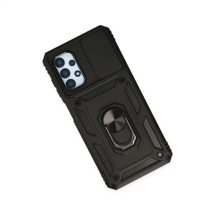 BUĞZ Samsung Galaxy A33 5g Kılıf Pars Lens Yüzüklü Silikon - Siyah