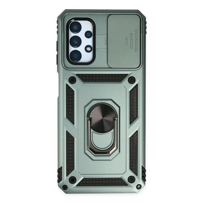 BUĞZ Samsung Galaxy A33 5g Kılıf Pars Lens Yüzüklü Silikon - Yeşil