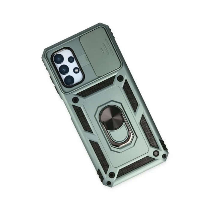 BUĞZ Samsung Galaxy A33 5g Kılıf Pars Lens Yüzüklü Silikon - Yeşil