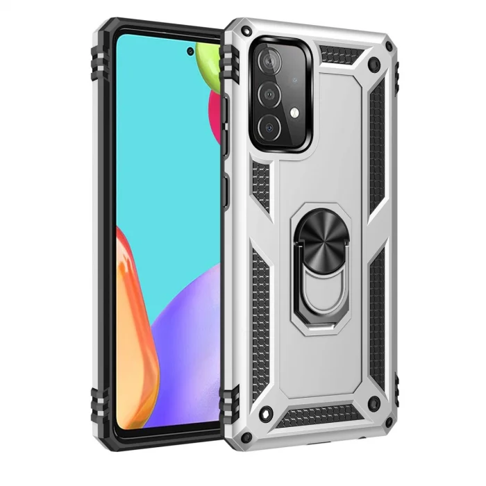 BUĞZ Samsung Galaxy A33 5g Kılıf Sofya Yüzüklü Silikon Kapak - Gümüş