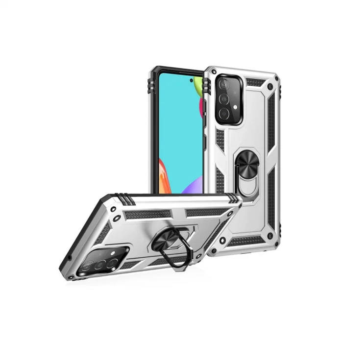 BUĞZ Samsung Galaxy A33 5g Kılıf Sofya Yüzüklü Silikon Kapak - Gümüş