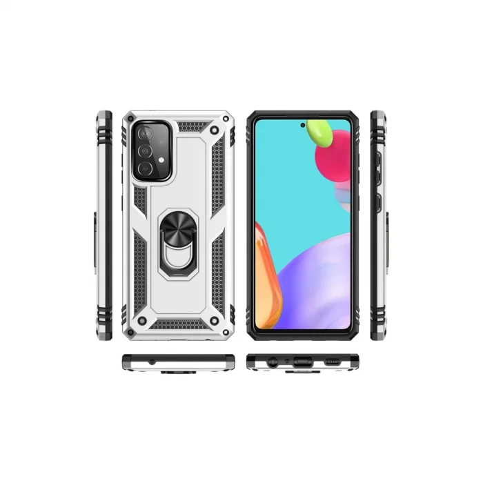 BUĞZ Samsung Galaxy A33 5g Kılıf Sofya Yüzüklü Silikon Kapak - Gümüş