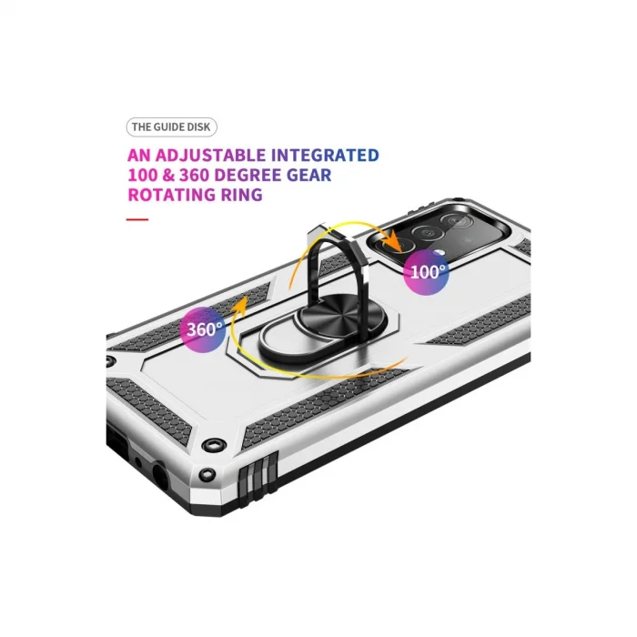 BUĞZ Samsung Galaxy A33 5g Kılıf Sofya Yüzüklü Silikon Kapak - Gümüş