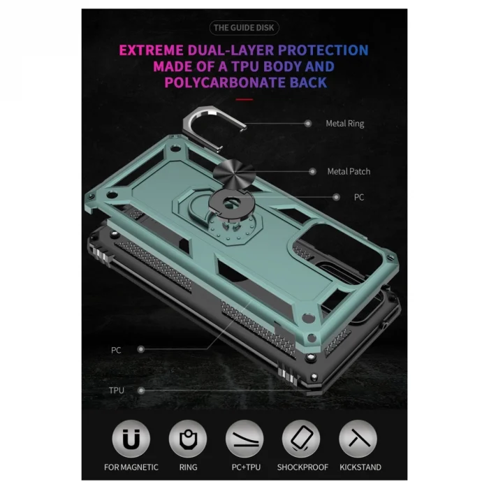 BUĞZ Samsung Galaxy A33 5g Kılıf Sofya Yüzüklü Silikon Kapak - Yeşil