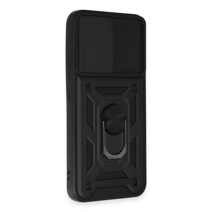 BUĞZ Samsung Galaxy A34 5g Kılıf Pars Lens Yüzüklü Silikon - Siyah