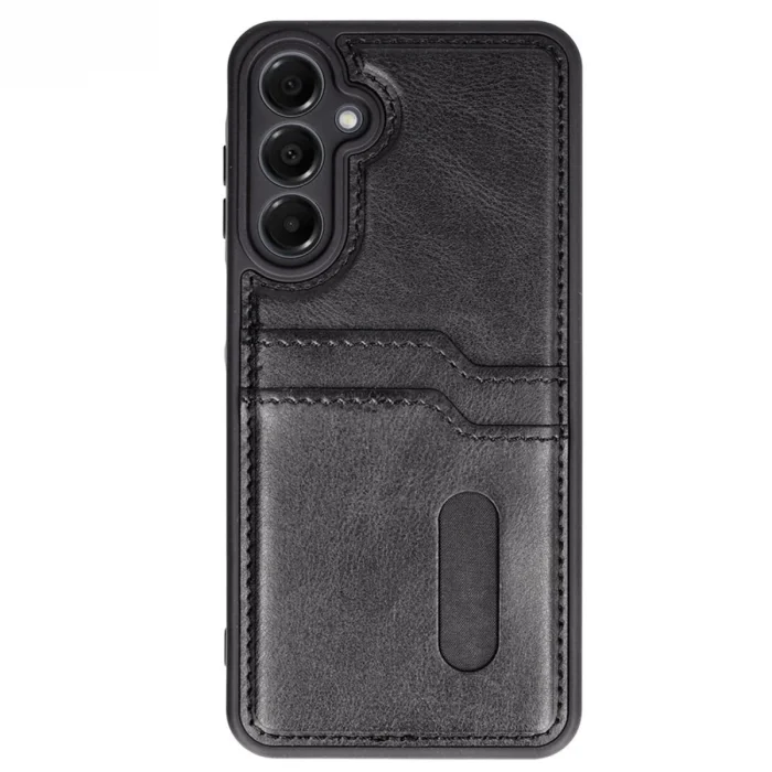 BUĞZ Samsung Galaxy A35 5g Kılıf Sara Kartvizitli Deri Kılıf - Siyah