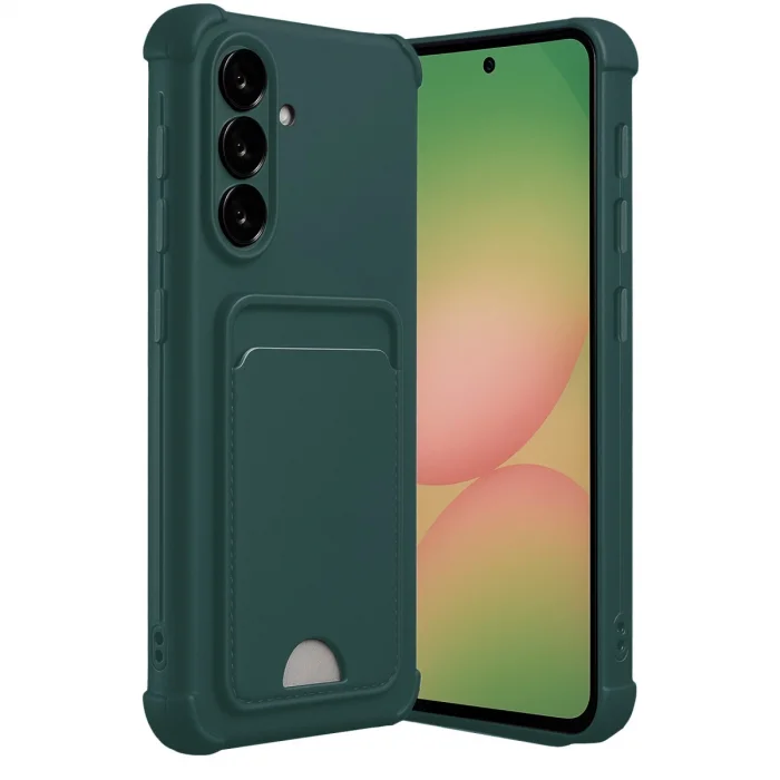 BUĞZ Samsung Galaxy A36 Kılıf Kelvin Kartvizitli Silikon - Koyu Yeşil