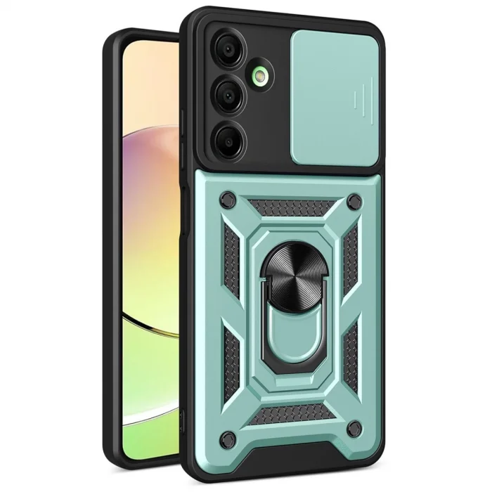 BUĞZ Samsung Galaxy A36 Kılıf Pars Lens Yüzüklü Silikon - Yeşil