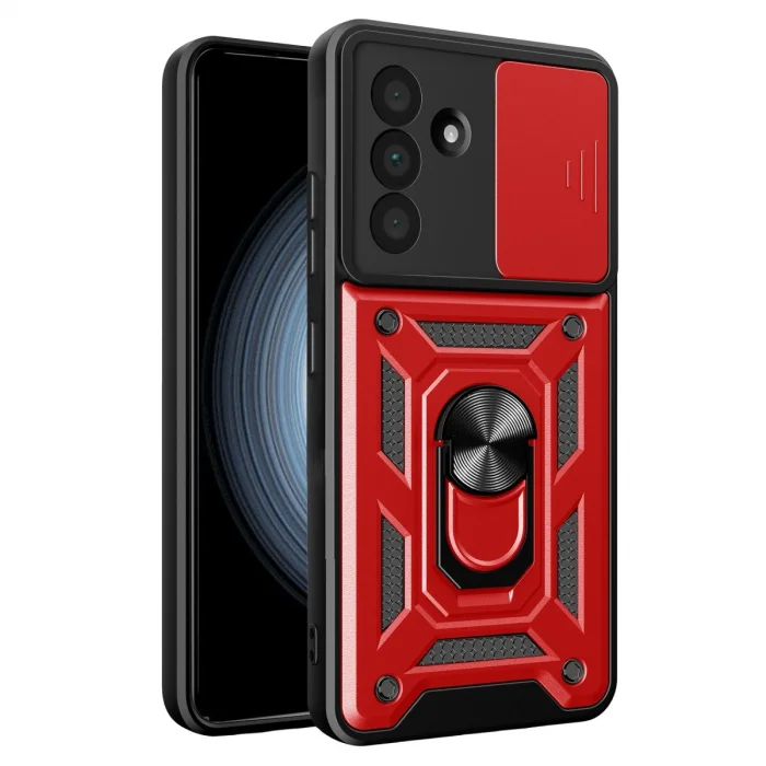 BUĞZ Samsung Galaxy A37 5g Pars Lens Yüzüklü Silikon - Kırmızı