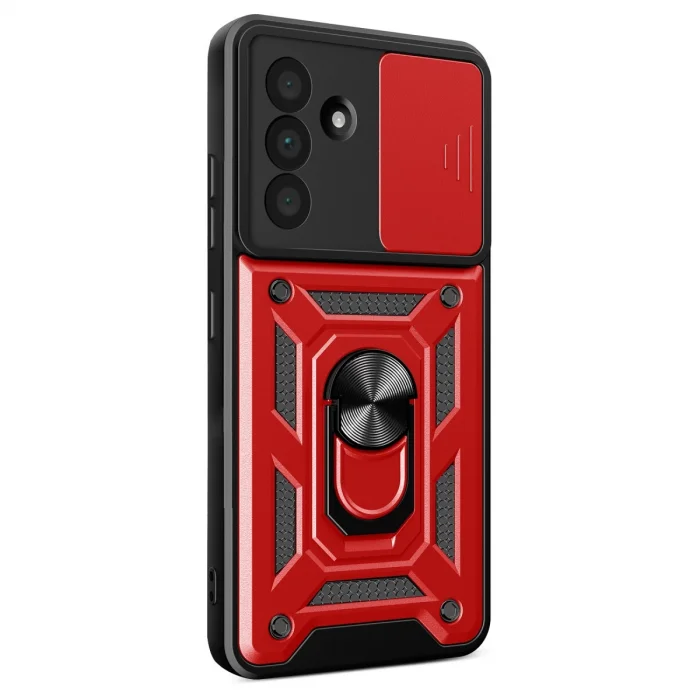 BUĞZ Samsung Galaxy A37 5g Pars Lens Yüzüklü Silikon - Kırmızı