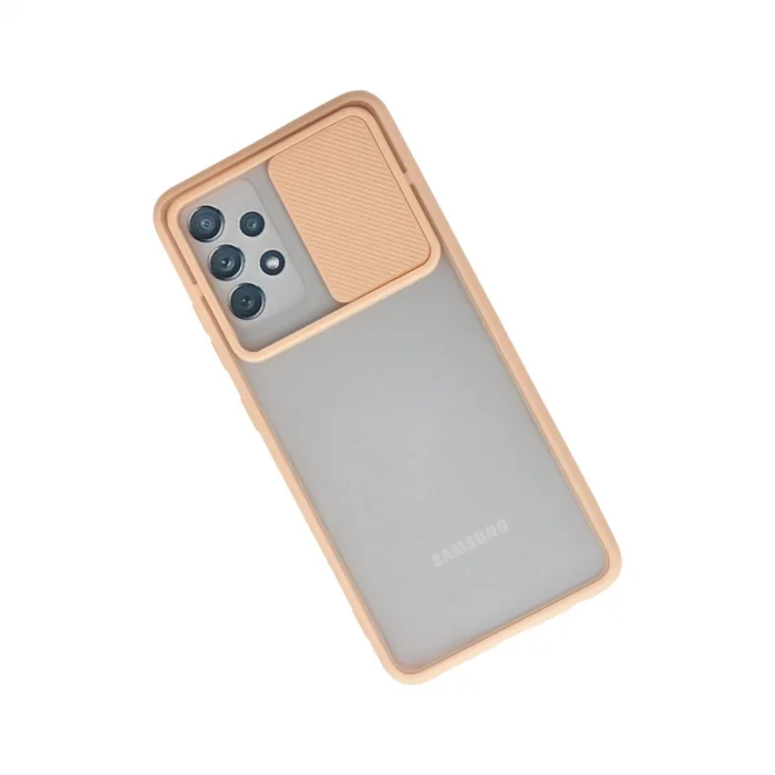 BUĞZ Samsung Galaxy A52 Kılıf Palm Buzlu Kamera Sürgülü Silikon - Pembe