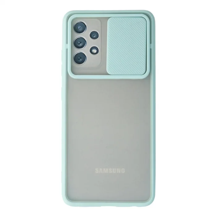 BUĞZ Samsung Galaxy A52 Kılıf Palm Buzlu Kamera Sürgülü Silikon - Turkuaz
