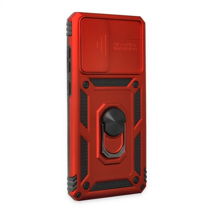 BUĞZ Samsung Galaxy A52 Kılıf Pars Lens Yüzüklü Silikon - Kırmızı