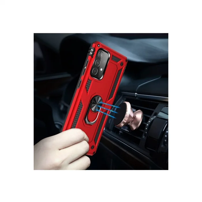 BUĞZ Samsung Galaxy A52 Kılıf Sofya Yüzüklü Silikon Kapak - Kırmızı