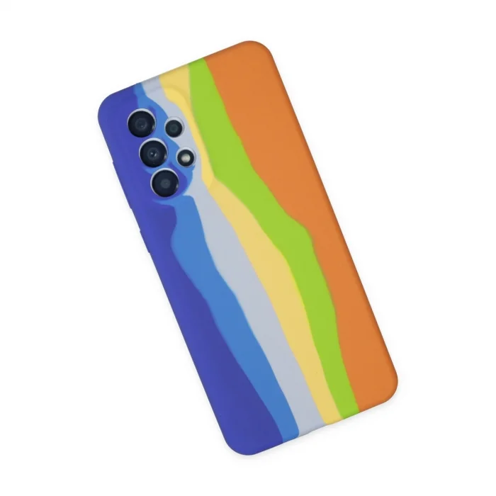 BUĞZ Samsung Galaxy A53 5g Kılıf Ebruli Lansman Silikon - Mavi-turuncu