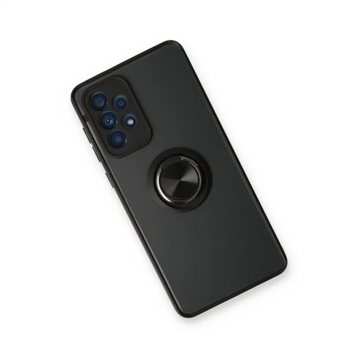 BUĞZ Samsung Galaxy A53 5g Kılıf Montreal Yüzüklü Silikon Kapak - Siyah