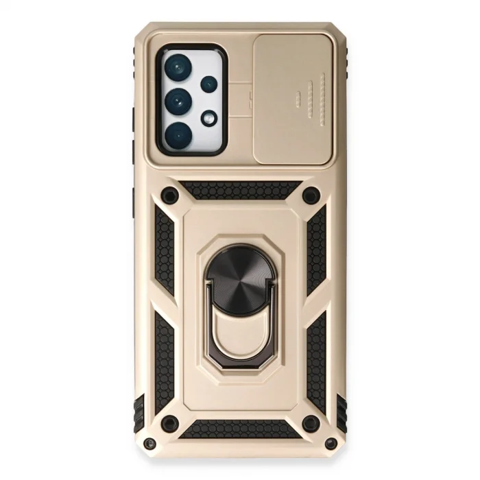 BUĞZ Samsung Galaxy A53 5g Kılıf Pars Lens Yüzüklü Silikon - Gold