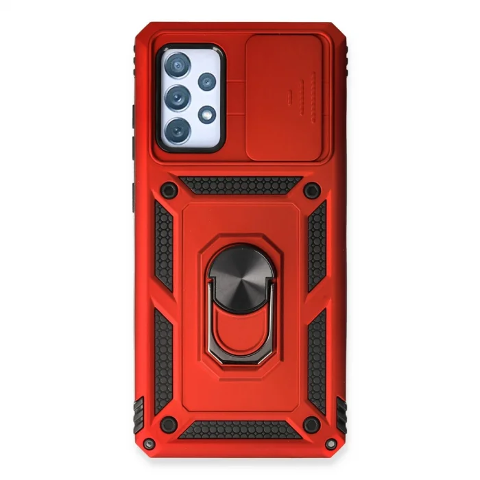 BUĞZ Samsung Galaxy A53 5g Kılıf Pars Lens Yüzüklü Silikon - Kırmızı