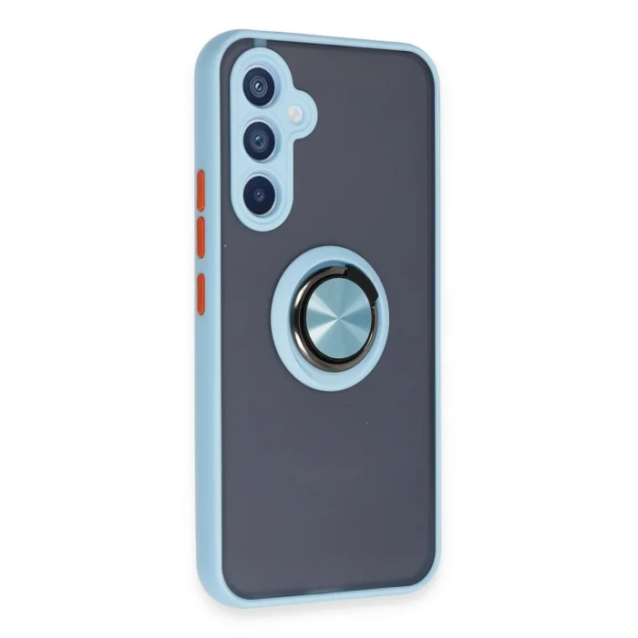 BUĞZ Samsung Galaxy A54 5g Kılıf Montreal Yüzüklü Silikon Kapak - Buz Mavi