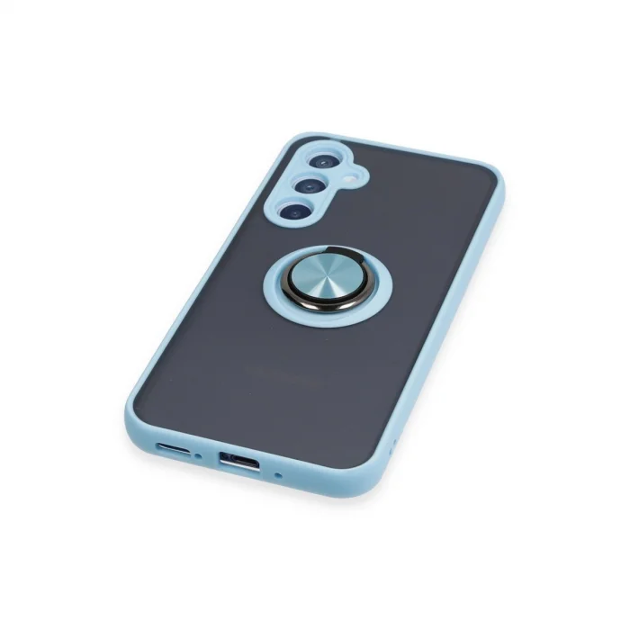 BUĞZ Samsung Galaxy A54 5g Kılıf Montreal Yüzüklü Silikon Kapak - Buz Mavi