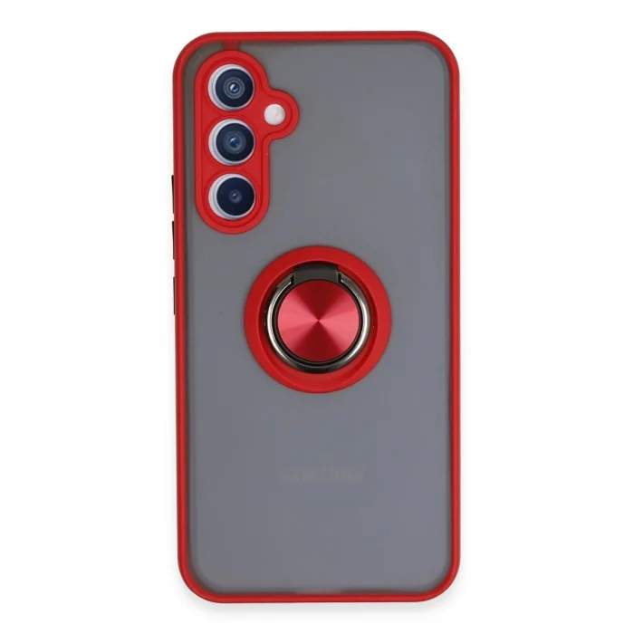 BUĞZ Samsung Galaxy A54 5g Kılıf Montreal Yüzüklü Silikon Kapak - Kırmızı