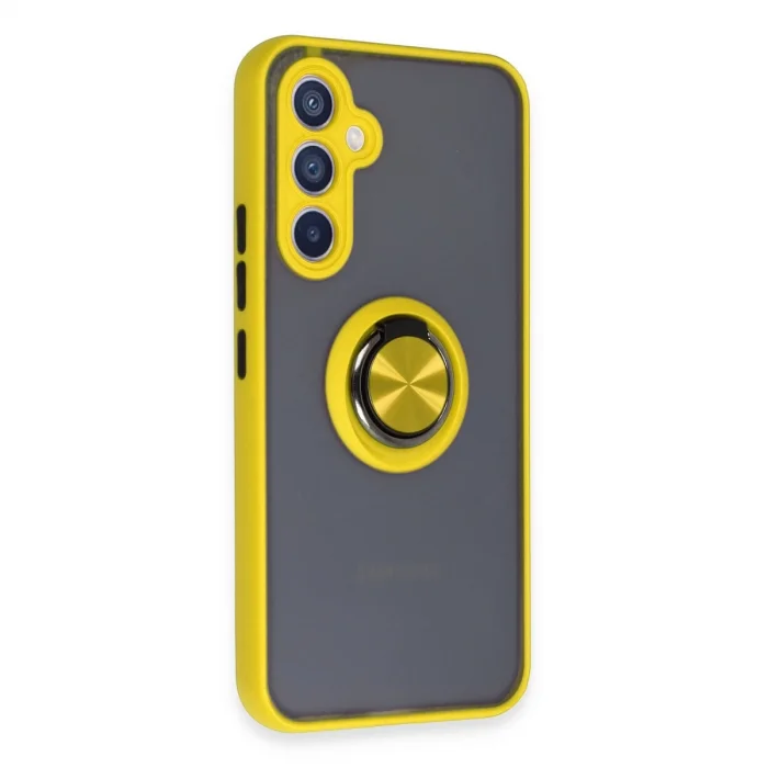 BUĞZ Samsung Galaxy A54 5g Kılıf Montreal Yüzüklü Silikon Kapak - Sarı