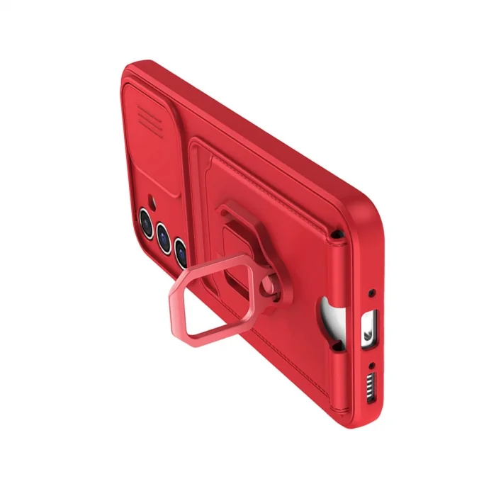 BUĞZ Samsung Galaxy A54 5g Kılıf Zuma Kartvizitli Yüzüklü Silikon - Kırmızı