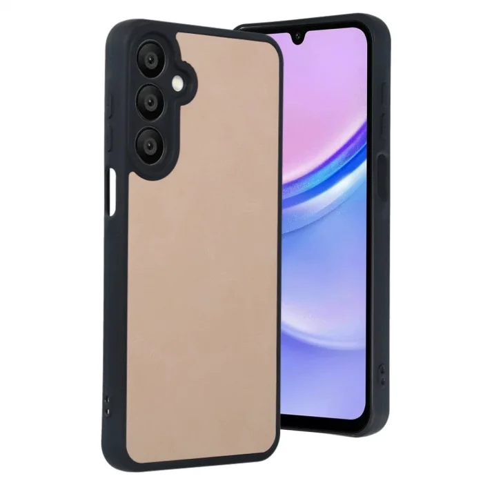BUĞZ Samsung Galaxy A55 5g Kılıf Aras Deri Kapak - Pudra