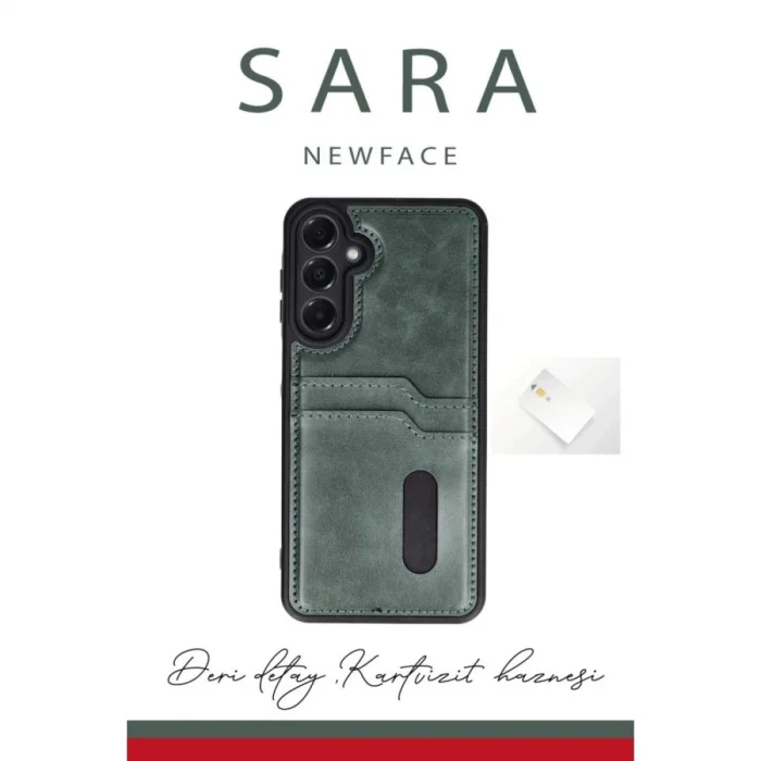 BUĞZ Samsung Galaxy A55 5g Kılıf Sara Kartvizitli Deri Kılıf - Lacivert