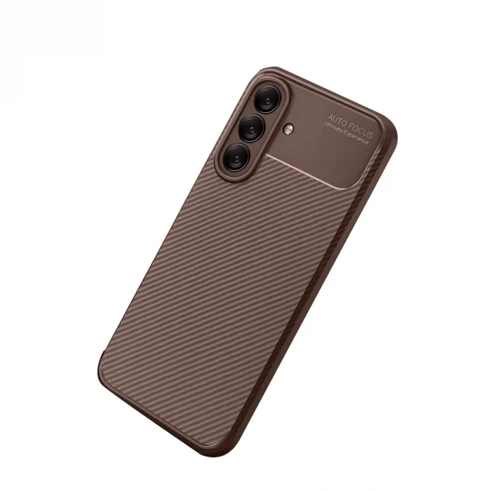 BUĞZ Samsung Galaxy A56 Kılıf Auto Focus Karbon Kapak - Kahverengi