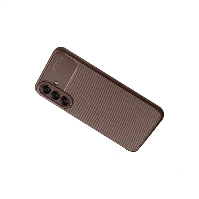 BUĞZ Samsung Galaxy A56 Kılıf Auto Focus Karbon Kapak - Kahverengi