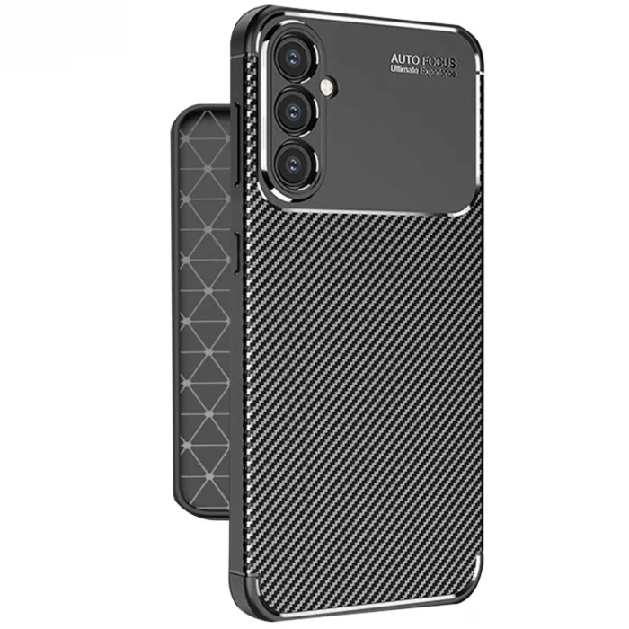 BUĞZ Samsung Galaxy A56 Kılıf Auto Focus Karbon Kapak - Siyah