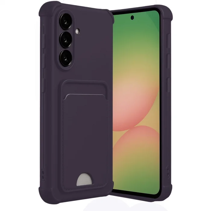 BUĞZ Samsung Galaxy A56 Kılıf Kelvin Kartvizitli Silikon - Derin Mor