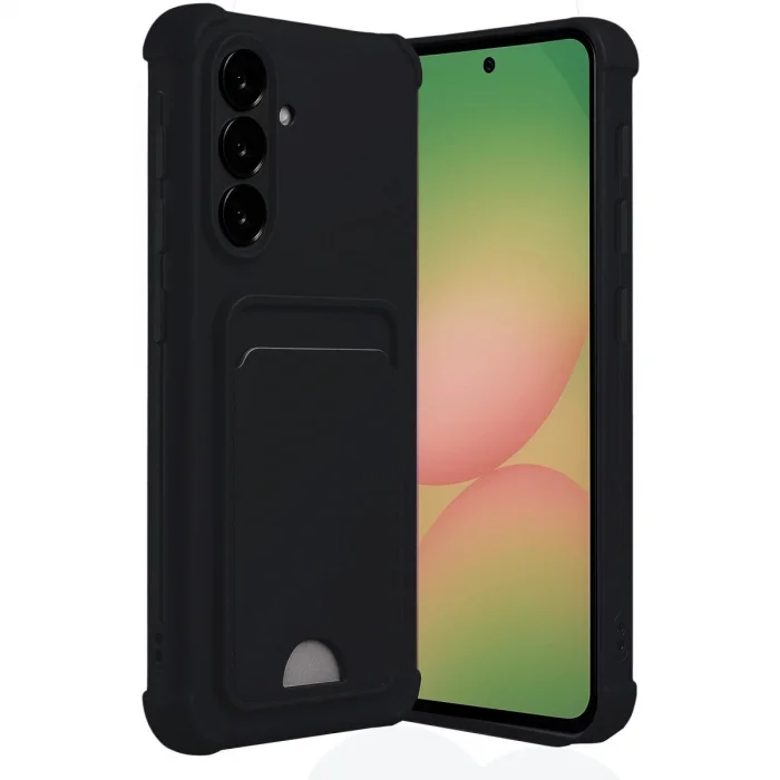 BUĞZ Samsung Galaxy A56 Kılıf Kelvin Kartvizitli Silikon - Siyah